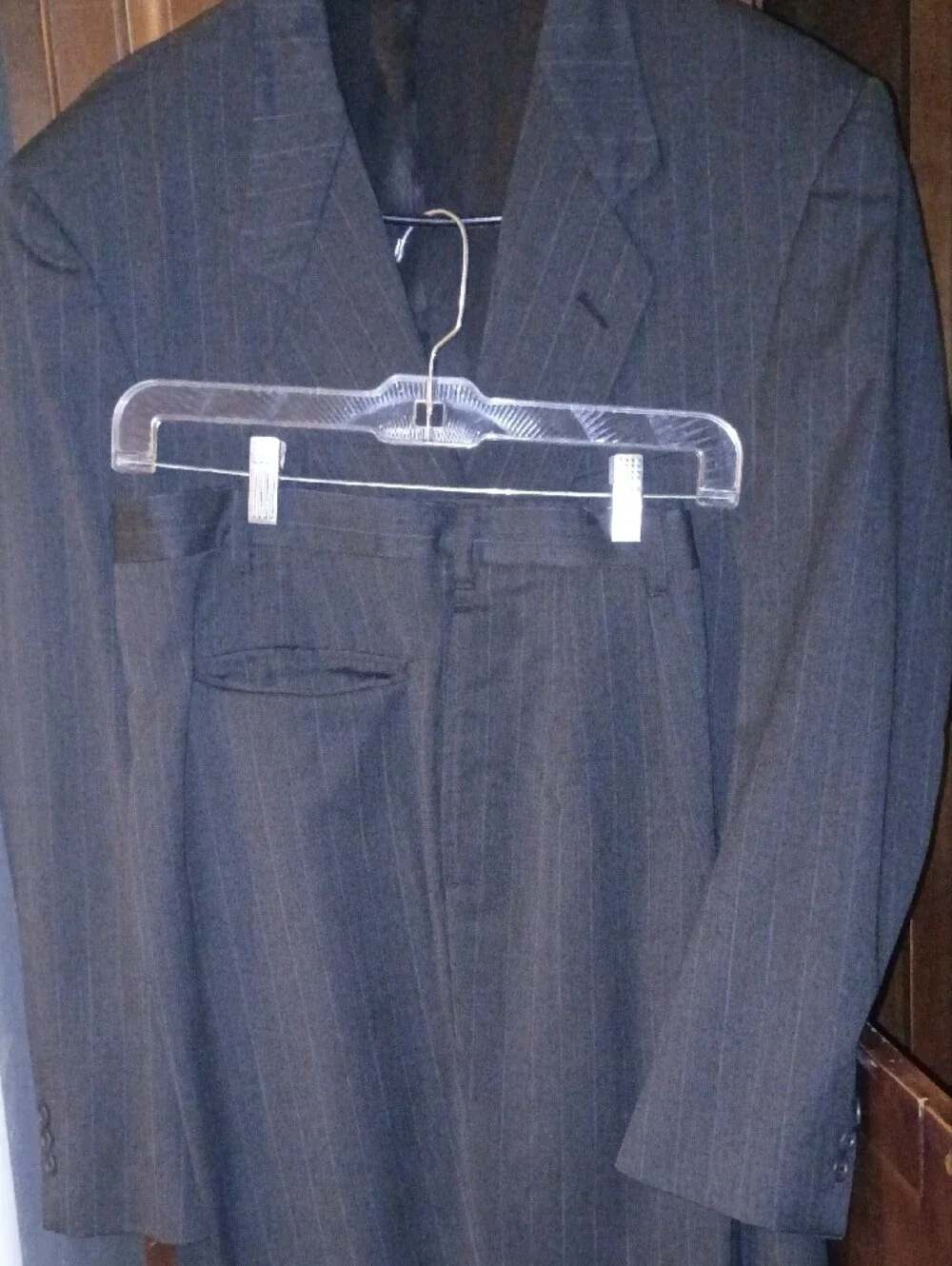 Roundtree & Yorke Dark Gray Pinstripe Suit Jacket